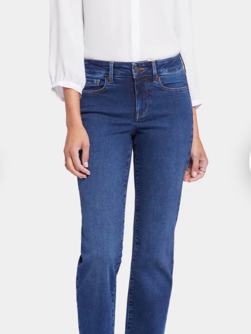 NYDJ Marilyn Classic Straight Jeans - Dark Cooper Blue - size 12